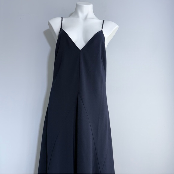THAKOON A-Line Slip Dress in Moonlight Navy Blue Size 8 V-Neck Midi Minimalist - Picture 8 of 16